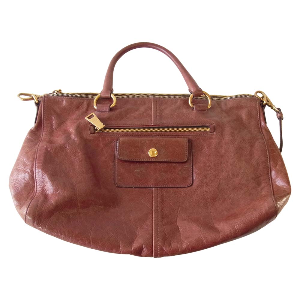 PRADA プラダ BL0606 VITELLO SHINE レザー ハンド ショルダー バッグ ブラウン系【中古】