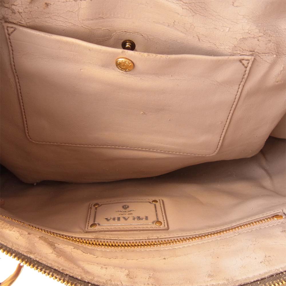 PRADA プラダ BL0606 VITELLO SHINE レザー ハンド ショルダー バッグ ブラウン系【中古】