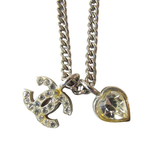 CHANEL シャネル ココマーク ハート ネックレス シルバー系【中古】