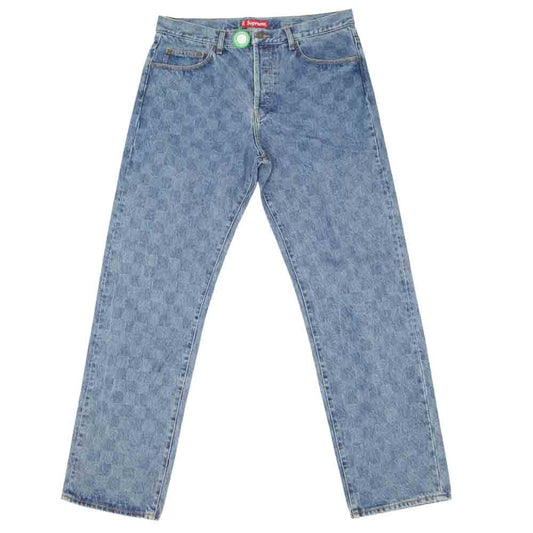 Supreme シュプリーム 20AW Regular Jean Washed Checkerboard チェッカー デニム パンツ ライトブルー系 インディゴブルー系 34【極上美品】【中古】