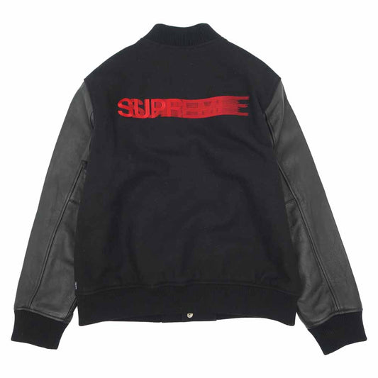 Supreme シュプリーム 18AW Motion Logo Varsity Jacket モーション ロゴ バーシティ スタジアム ジャケット スタジャン ブラック系 L【美品】【中古】