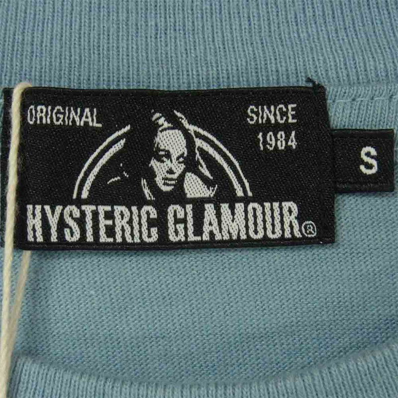 HYSTERIC GLAMOUR ヒステリックグラマー 02203CL05 HGFL 長袖 Tシャツ コットン 日本製 ライトブルー系 S【新古品】【未使用】【中古】