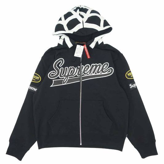 Supreme シュプリーム 21SS × Vanson バンソン Leathers Spider Web Zip Up Hooded Sweatshirt レザー スパイダー ジップ パーカー ブラック系 ホワイト系 S【新古品】【未使用】【中古】