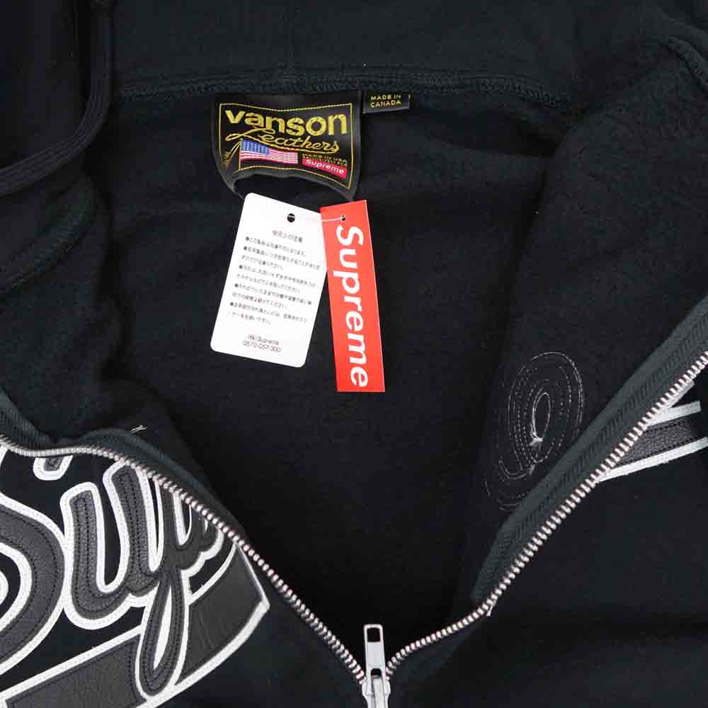 Supreme シュプリーム 21SS × Vanson バンソン Leathers Spider Web Zip Up Hooded Sweatshirt レザー スパイダー ジップ パーカー ブラック系 ホワイト系 S【新古品】【未使用】【中古】