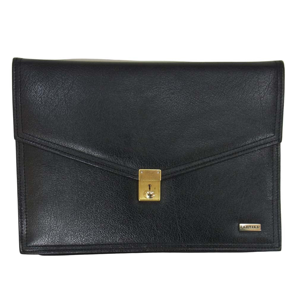 フジタカ レザー クラッチバッグ ブラック系【中古】