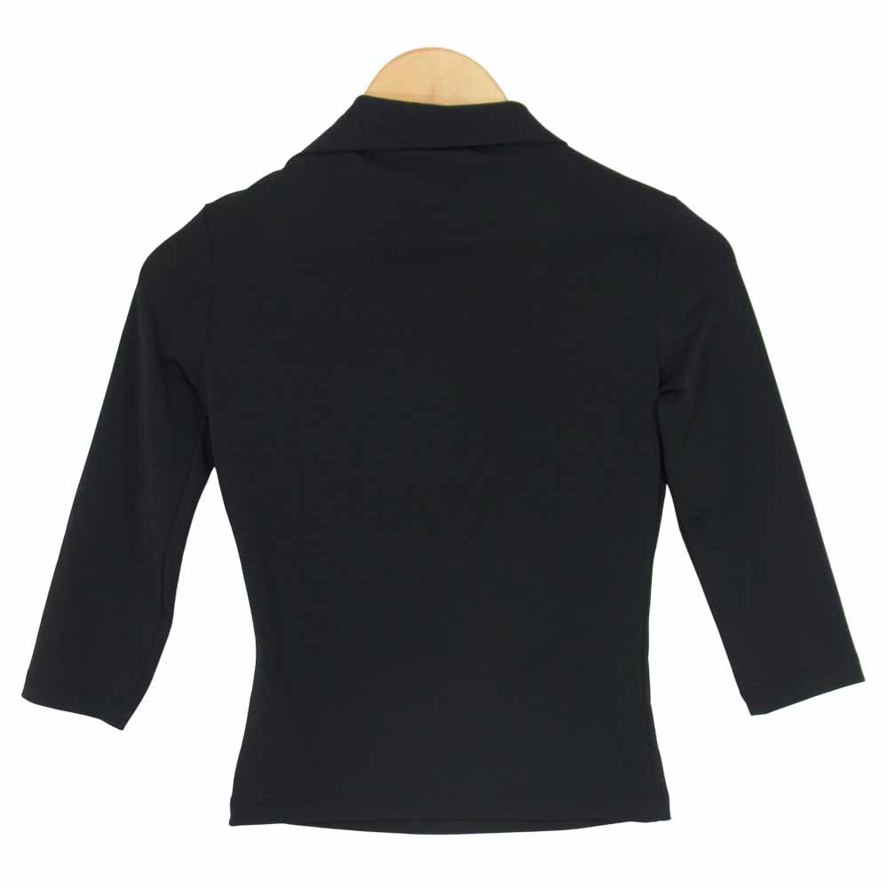 VERSACE ヴェルサーチ 055-75-37108 MADE IN ITALY 金具 プレート 装飾 カットショルダー デザイン カットソー ブラック系 XS【新古品】【未使用】【中古】