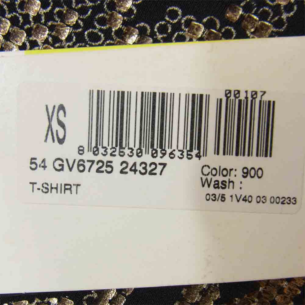 VERSACE ヴェルサーチ 055-75-37108 MADE IN ITALY 金具 プレート 装飾 カットショルダー デザイン カットソー ブラック系 XS【新古品】【未使用】【中古】