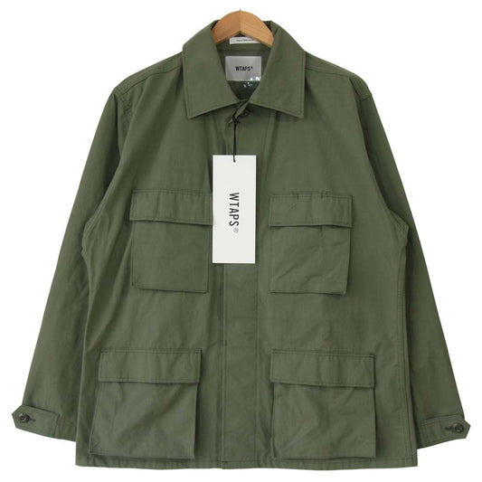 WTAPS ダブルタップス 19AW WVDT-SHM01 RIPSTOP SHIRT L/S NYCO リップストップ ミリタリーシャツ ジャケット カーキ系 2【美品】【中古】
