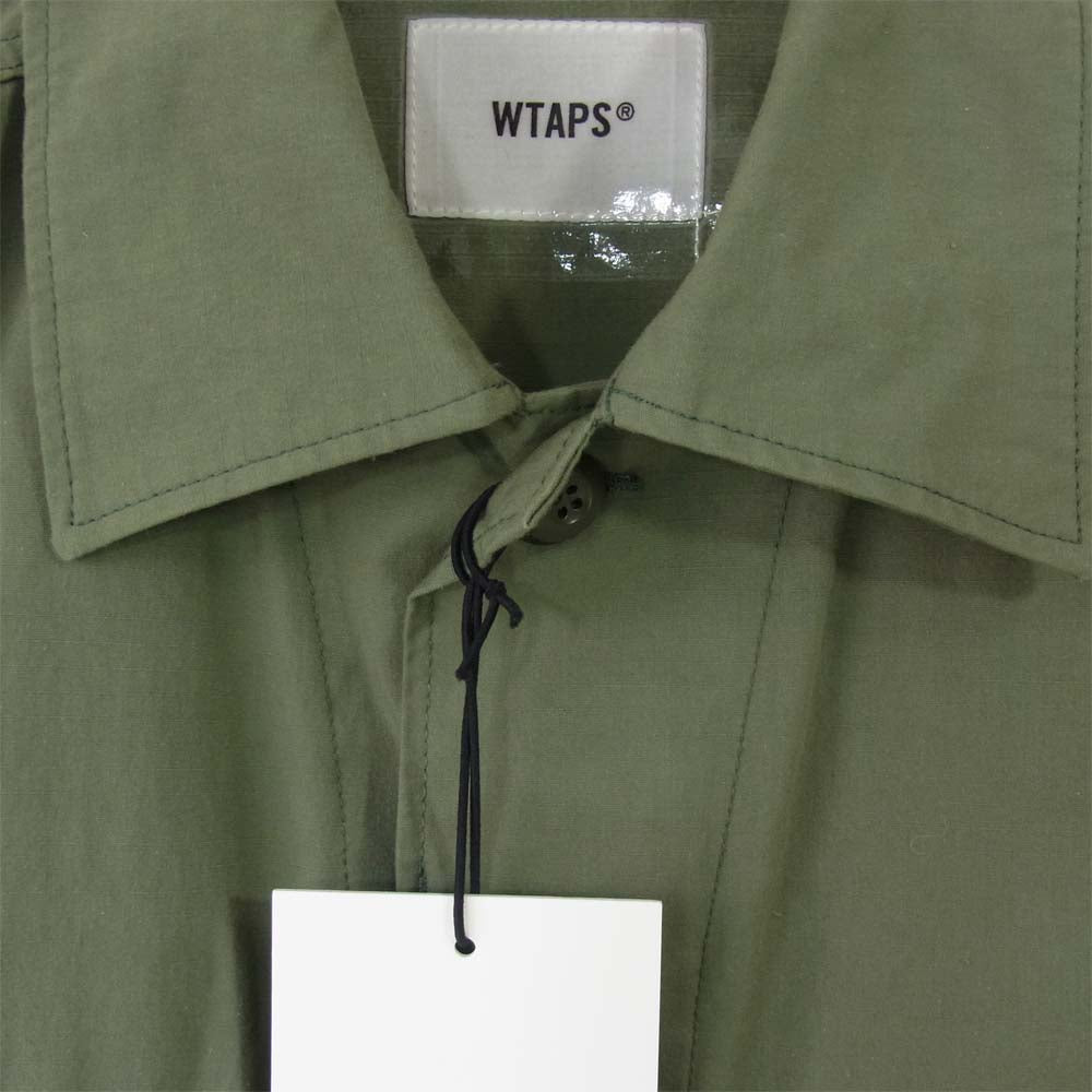 WTAPS ダブルタップス 19AW WVDT-SHM01 RIPSTOP SHIRT L/S NYCO リップストップ ミリタリーシャツ ジャケット カーキ系 2【美品】【中古】