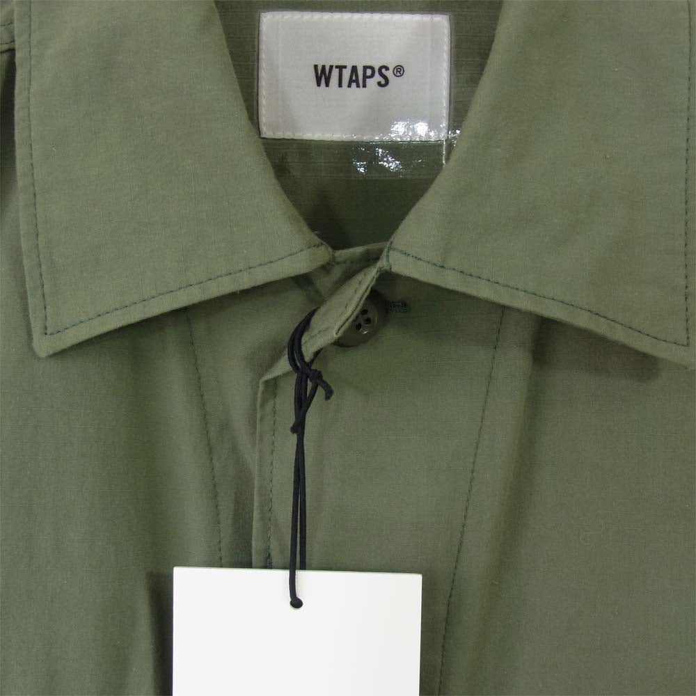 WTAPS ダブルタップス AW WVDT SHM RIPSTOP SHIRT L/S NYCO リップストップ ミリタリーシャツ ジャケット  カーキ系 2美品中古