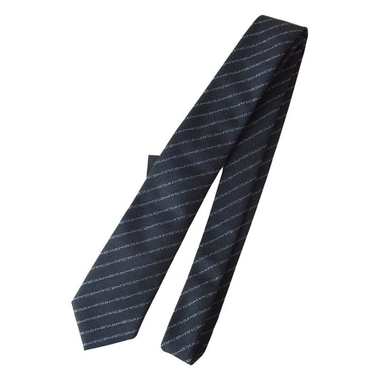 GUCCI グッチ 国内正規品 ロゴストライプ レジメンタル ネクタイ チャコール系【美品】【中古】