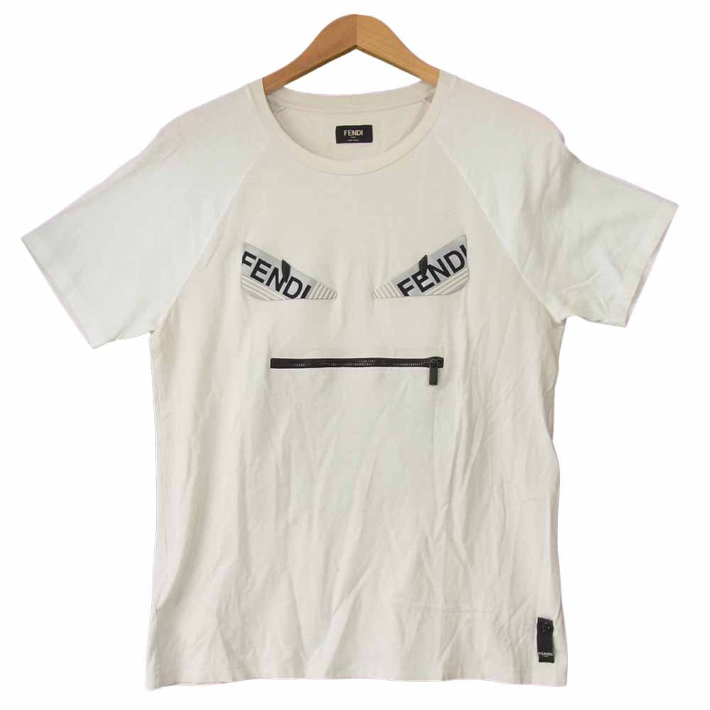 FENDI フェンディ FY0947-A65L 国内正規品 バッグバグズ モンスター ジップポケット Tシャツ ホワイト系 M【中古】