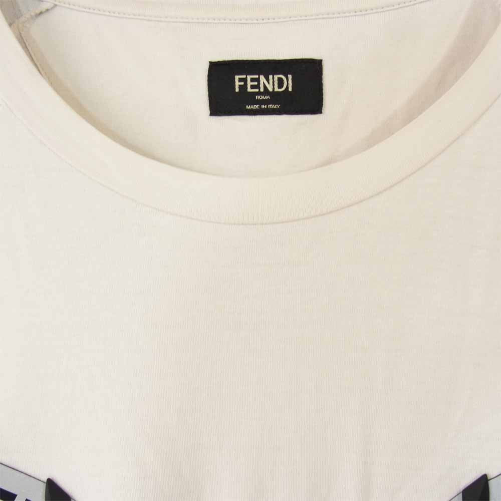 FENDI フェンディ バッグバグズ ジップ半袖Tシャツ カットソー FY0910 A4PZ ホワイト