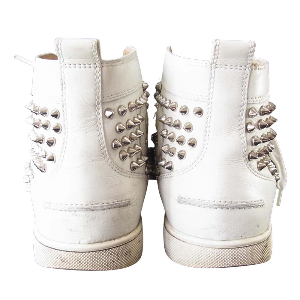 Christian Louboutin クリスチャンルブタン LOUIS FLAT SPIKES ハイカット スパイク スタッズ スニーカー ホワイト系 41.5【中古】