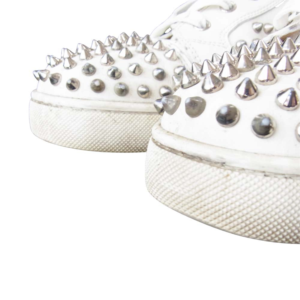 Christian Louboutin クリスチャンルブタン LOUIS FLAT SPIKES ハイカット スパイク スタッズ スニーカー ホワイト系 41.5【中古】