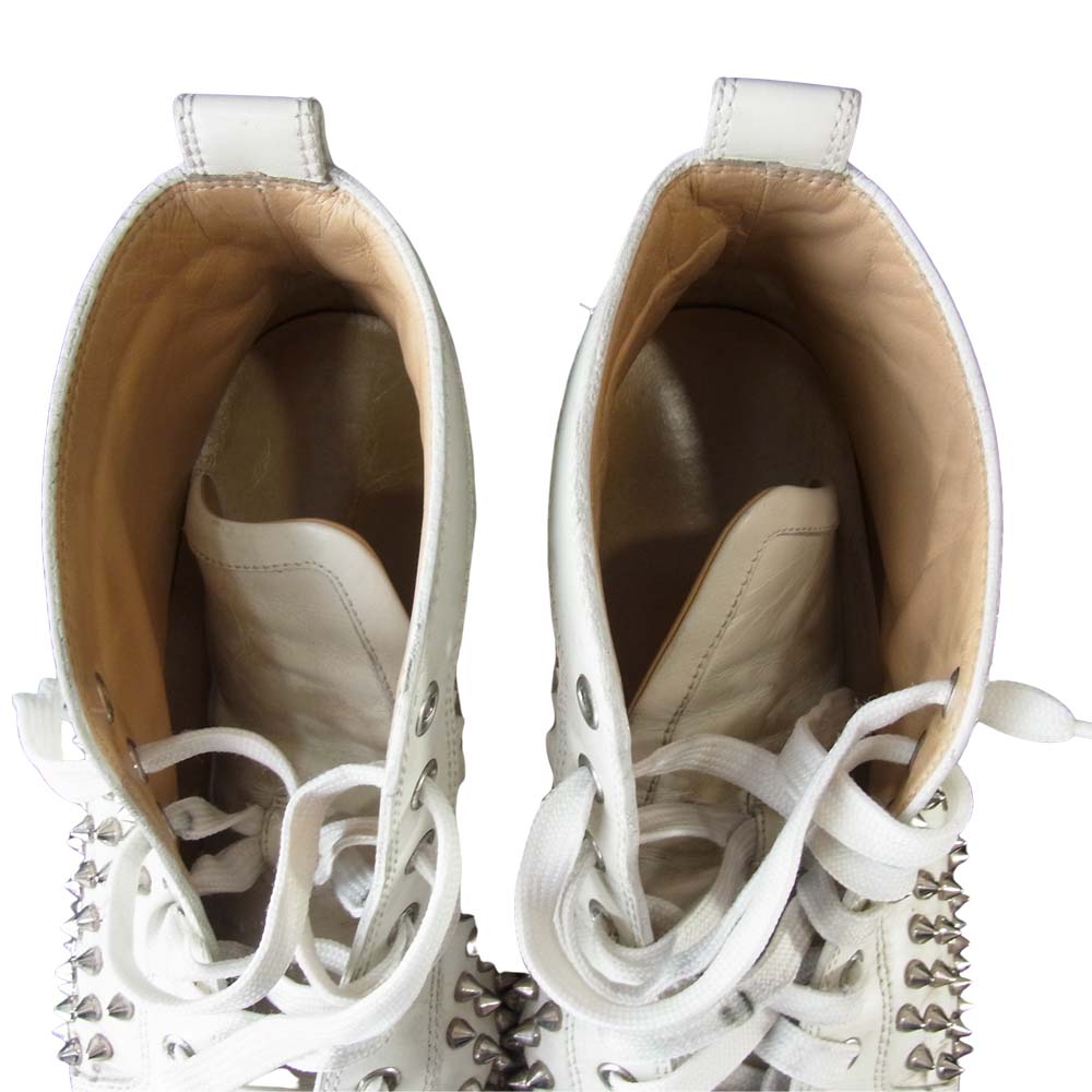 Christian Louboutin クリスチャンルブタン LOUIS FLAT SPIKES ハイカット スパイク スタッズ スニーカー ホワイト系 41.5【中古】