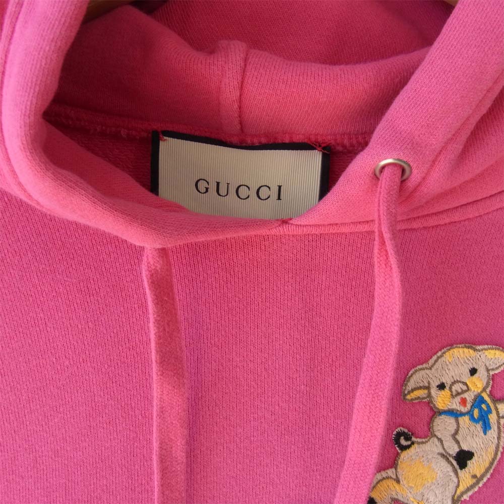 GUCCI グッチ 18AW  475374 X9T51 国内正規品 ピグレット フーディー 子豚刺繍 プルオーバー パーカー  ピンク系 XS【中古】