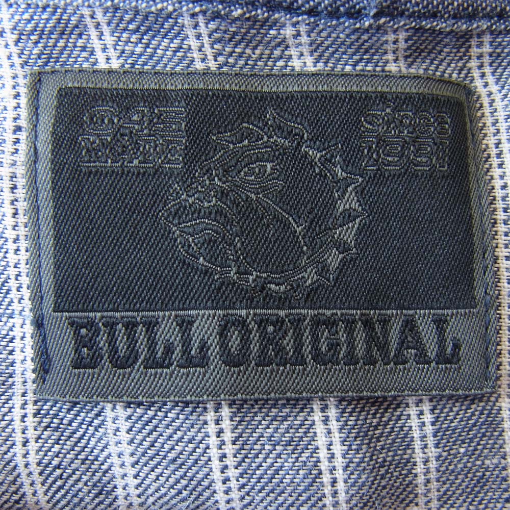 ブルオリジナル 13SS BSMG-13-SS-05 オープンカラー リネン ストライプ 半袖 シャツ インディゴブルー系 XL【中古】