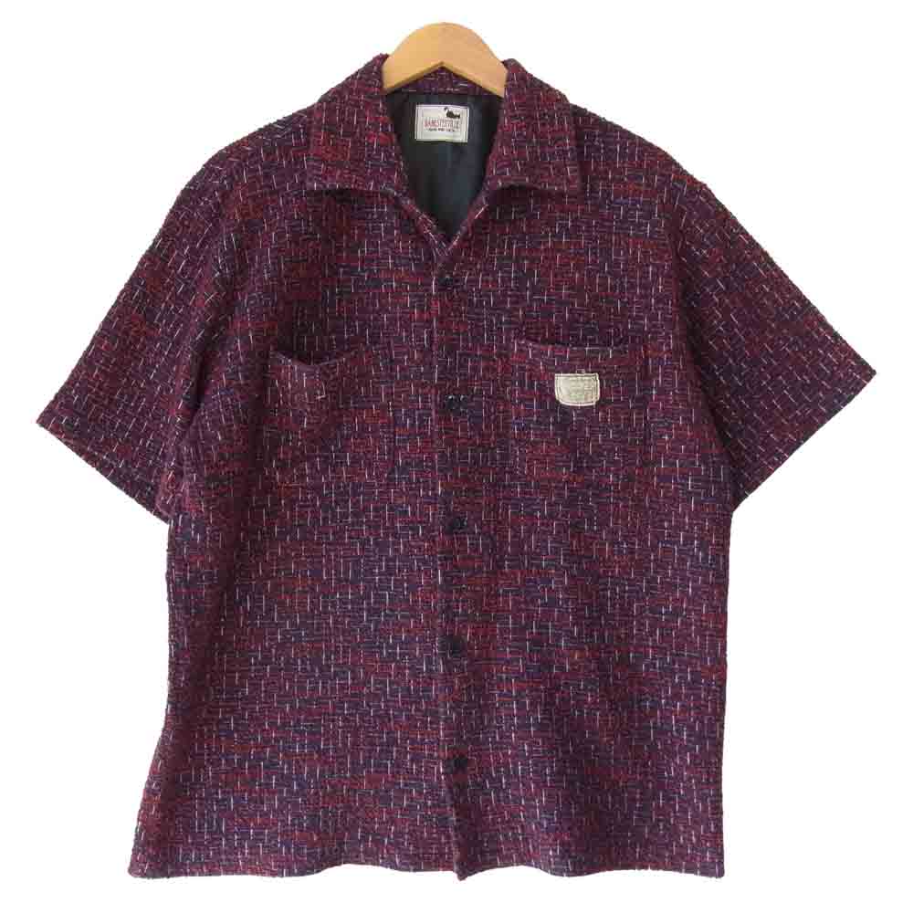 GANGSTERVILLE ギャングスタービル 14SS GSV-14-SS-28 SNOOPY S/S SHIRTS コットン ツイード オープンカラー 半袖 シャツ レッド系×ネイビー系 XL【中古】