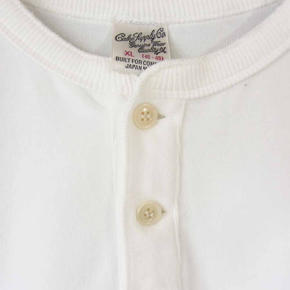 CALEE キャリー 19AW CL-19AW042 VELOUR HENLEY NECK L/S T-SHIRT ホワイト系 XL【美品】【中古】