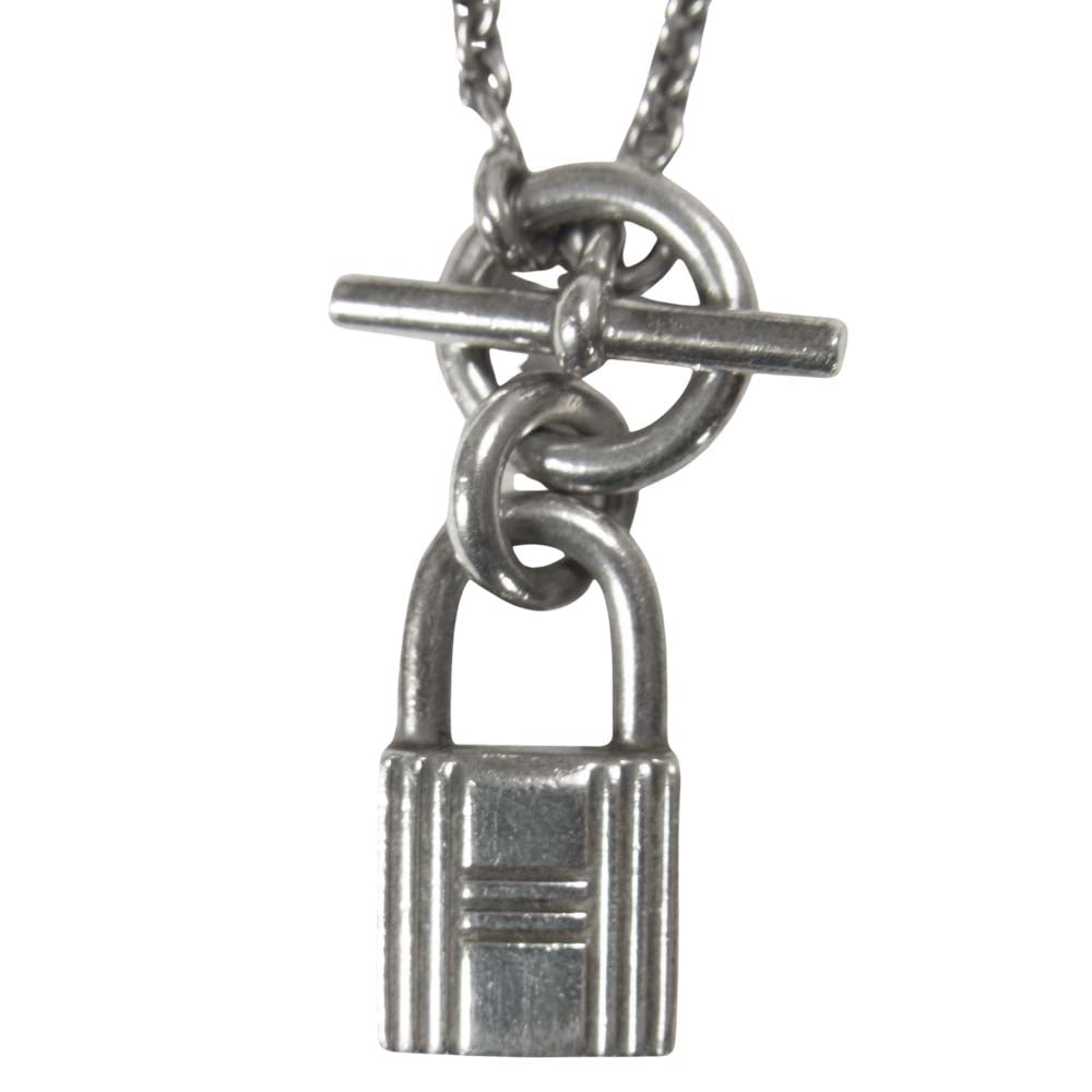 HERMES エルメス Cadenas Kelly カデナ ケリー 南京錠 ネックレス シルバー系 全長43cm程度【中古】