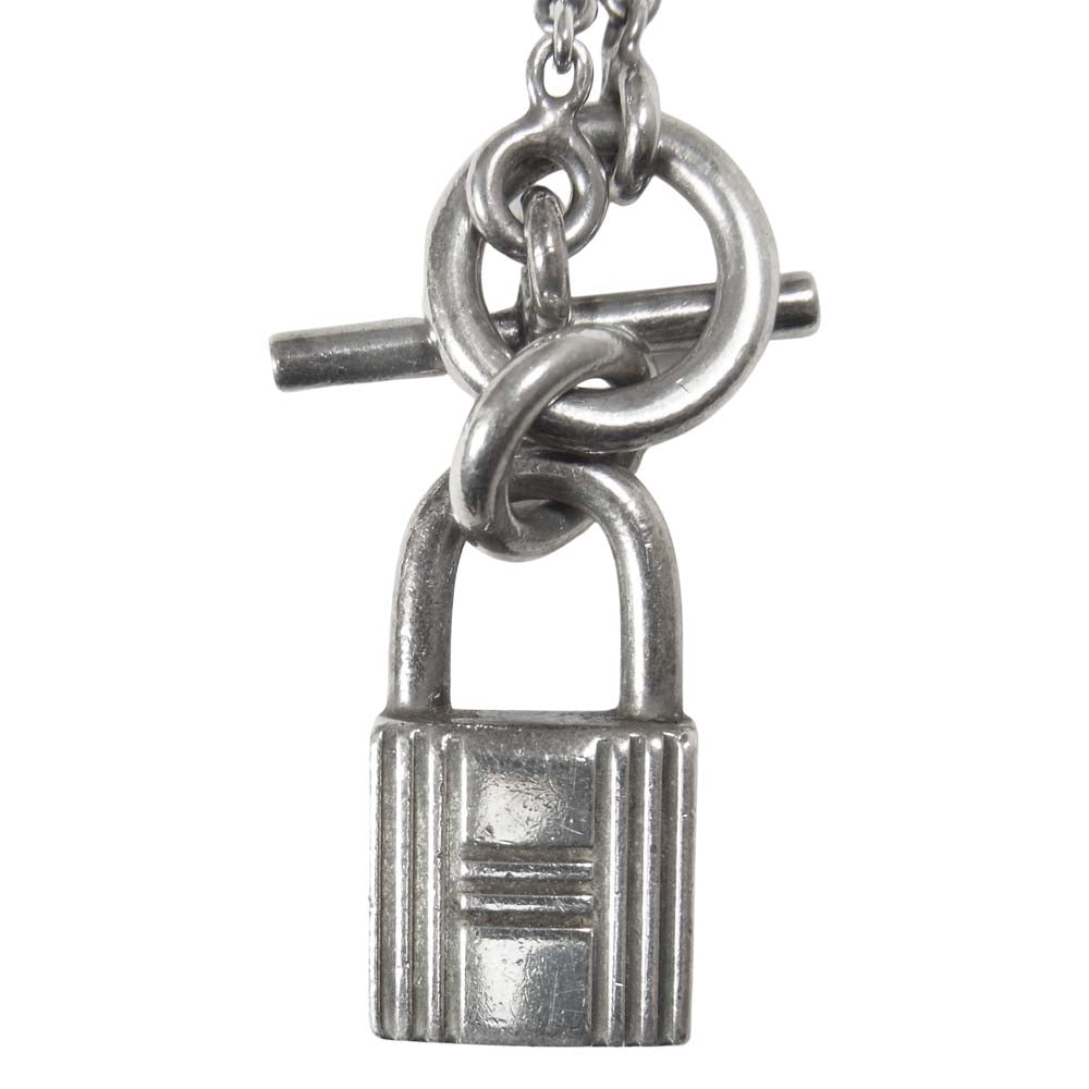 HERMES エルメス Cadenas Kelly カデナ ケリー 南京錠 ネックレス シルバー系 全長43cm程度【中古】