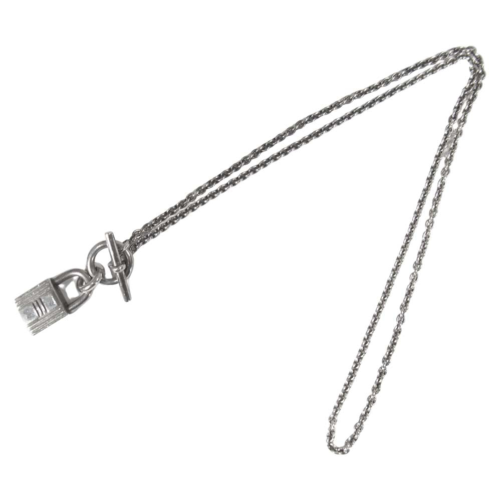HERMES エルメス Cadenas Kelly カデナ ケリー 南京錠 ネックレス シルバー系 全長43cm程度【中古】