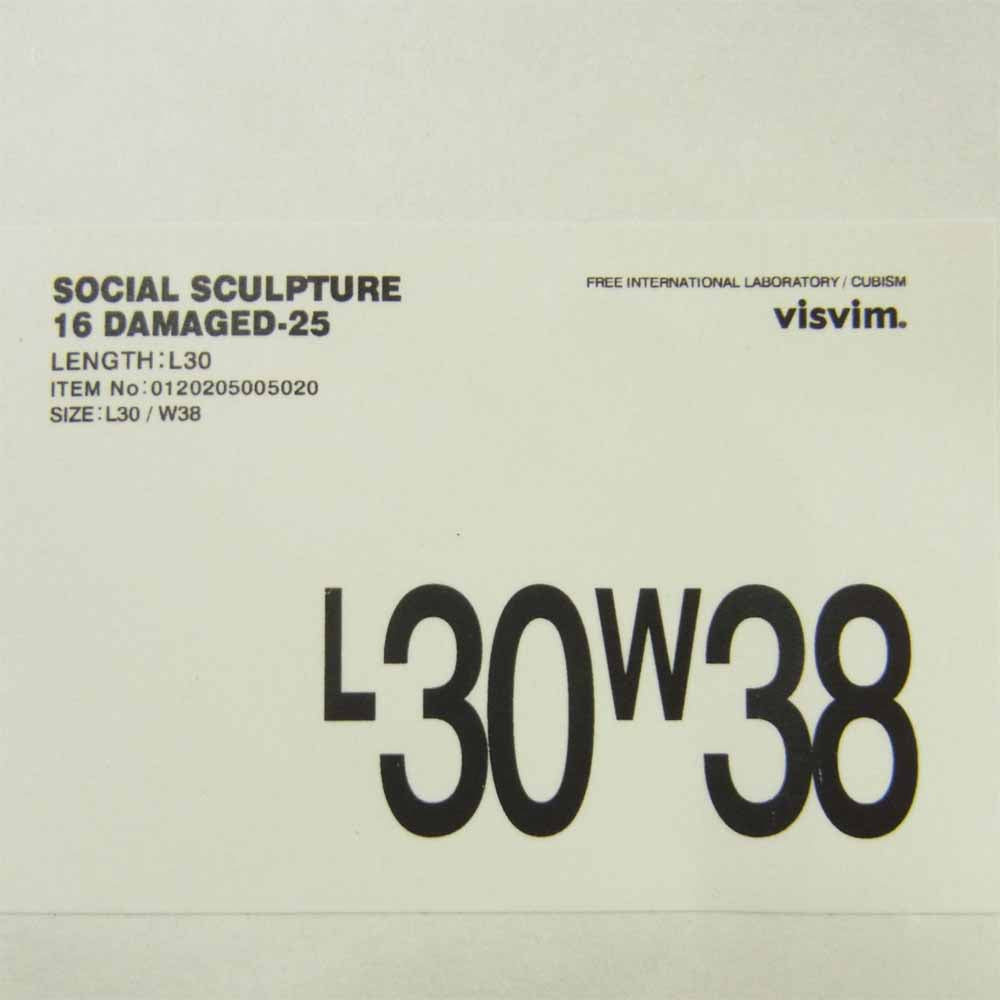 VISVIM ビズビム 20AW 120205005020 SOCIAL SCULPTURE 16 DAMAGED-25 スリム ストレート ダメージ加工 デニムパンツ インディゴブルー系 W38 L30【新古品】【未使用】【中古】