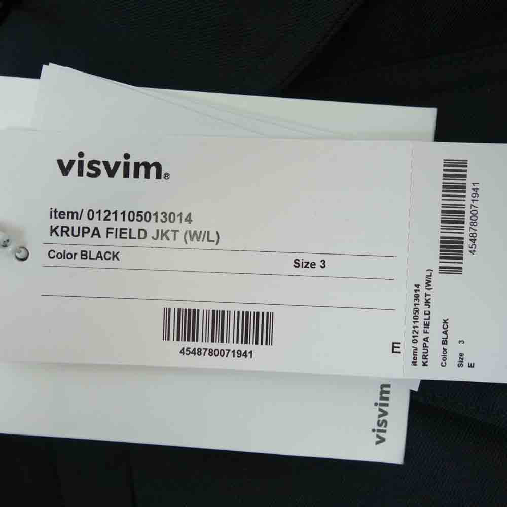 VISVIM ビズビム 21SS 121105013014 KRUPA FIELD JKT W/L フィールドジャケット ブラック系 3【新古品】【未使用】【中古】