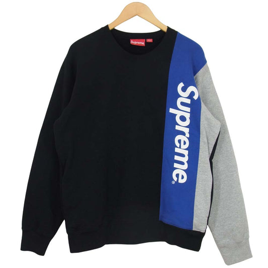 Supreme シュプリーム 16SS Panelled Crewneck ロゴ 切替 スウェット ブラック系 L【中古】