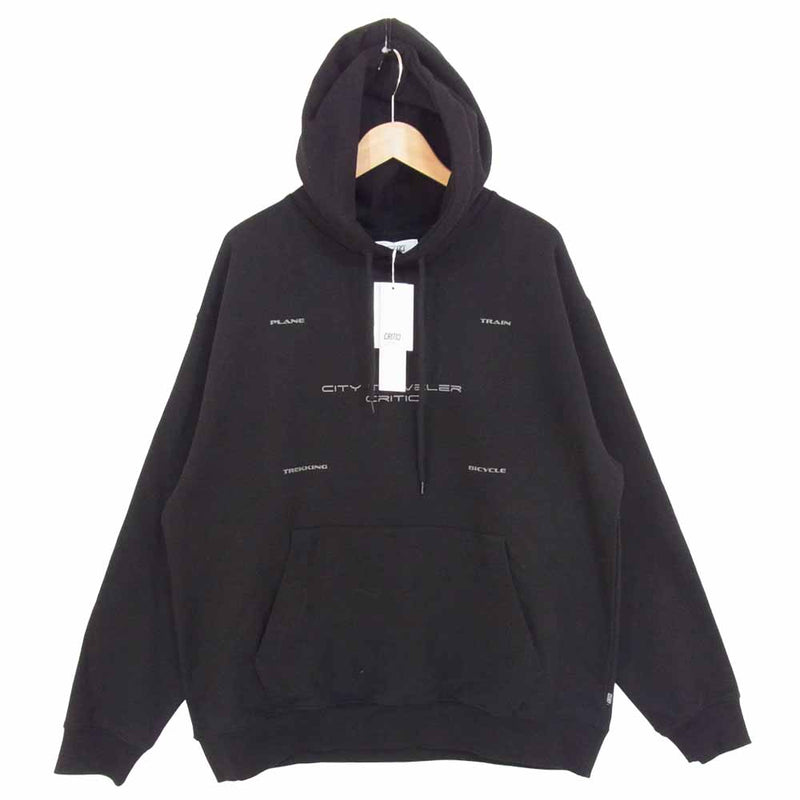 クリティック 20SS N.E.W.S HOODIE フーディー パーカー ロゴ スウェット ブラック系 L【美品】【中古】