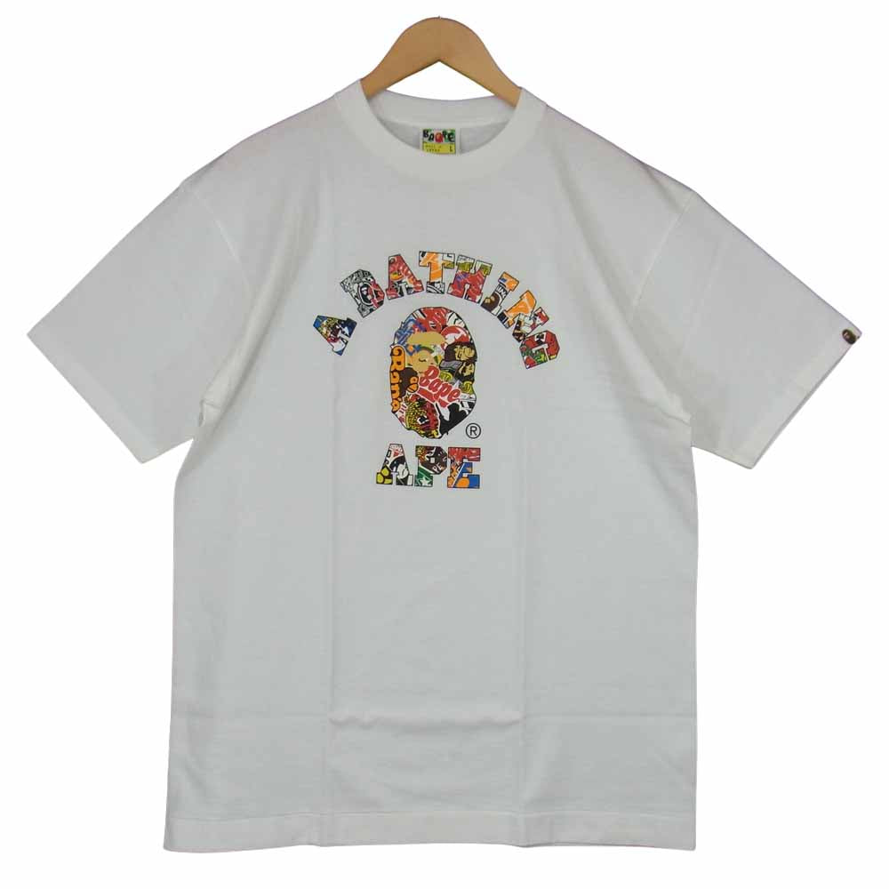 A BATHING APE アベイシングエイプ MTE-23001 プリント Tシャツ ホワイト系 L【極上美品】【中古】