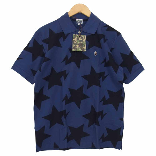 A BATHING APE アベイシングエイプ スター 星 ポロシャツ ネイビー系 M【新古品】【未使用】【中古】