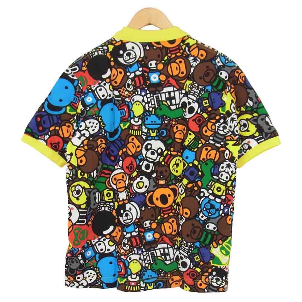 A BATHING APE アベイシングエイプ アニマル マイロ 総柄 ポロシャツ マルチカラー系 L【新古品】【未使用】【中古】
