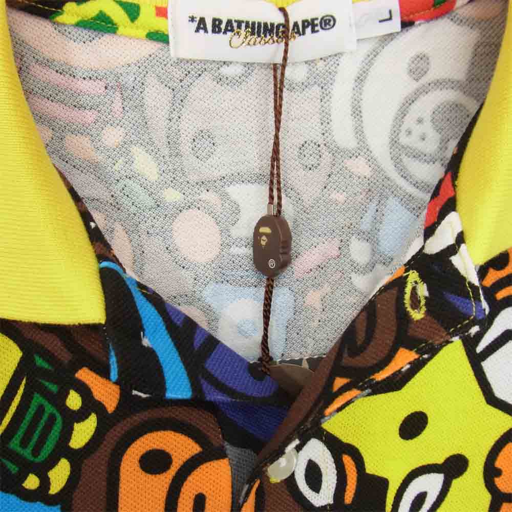 A BATHING APE アベイシングエイプ アニマル マイロ 総柄 ポロシャツ マルチカラー系 L【新古品】【未使用】【中古】