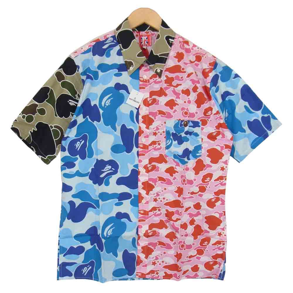A BATHING APE アベイシングエイプ エイプカモ クレイジーパターン 迷彩 半袖 シャツ マルチカラー系 L【新古品】【未使用】【中古】