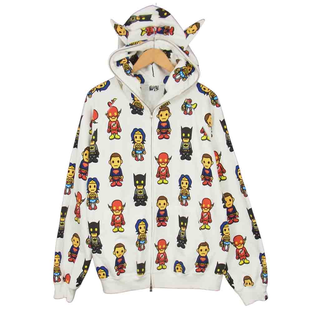 A BATHING APE アベイシングエイプ DCコミック ジップパーカー ホワイト系 L【美品】【中古】