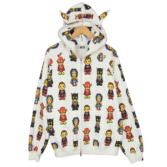 A BATHING APE アベイシングエイプ DCコミック ジップパーカー ホワイト系 L【美品】【中古】