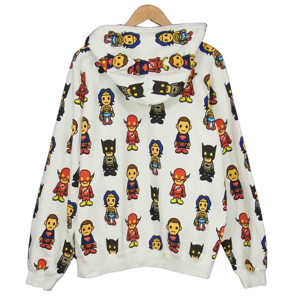 A BATHING APE アベイシングエイプ DCコミック ジップパーカー ホワイト系 L【美品】【中古】