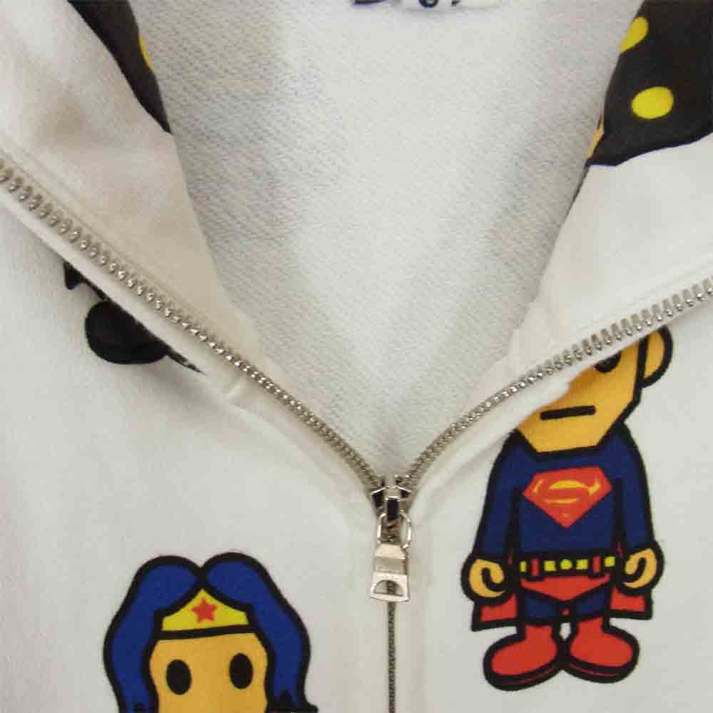 A BATHING APE アベイシングエイプ DCコミック ジップパーカー ホワイト系 L【美品】【中古】