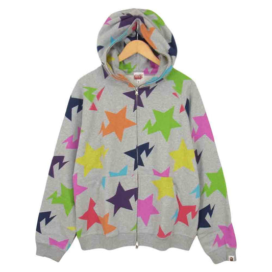 A BATHING APE アベイシングエイプ Multi Color STAR PARKA マルチカラー スターパーカー グレー系 M【美品】【中古】