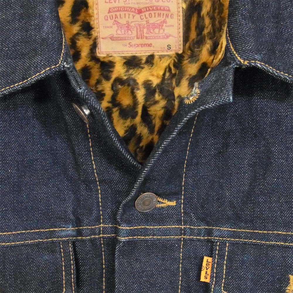 Supreme シュプリーム 12AW × Levis リーバイス Leopard Denim Jacket レオパード デニム ジャケット インディゴブルー系 S【中古】