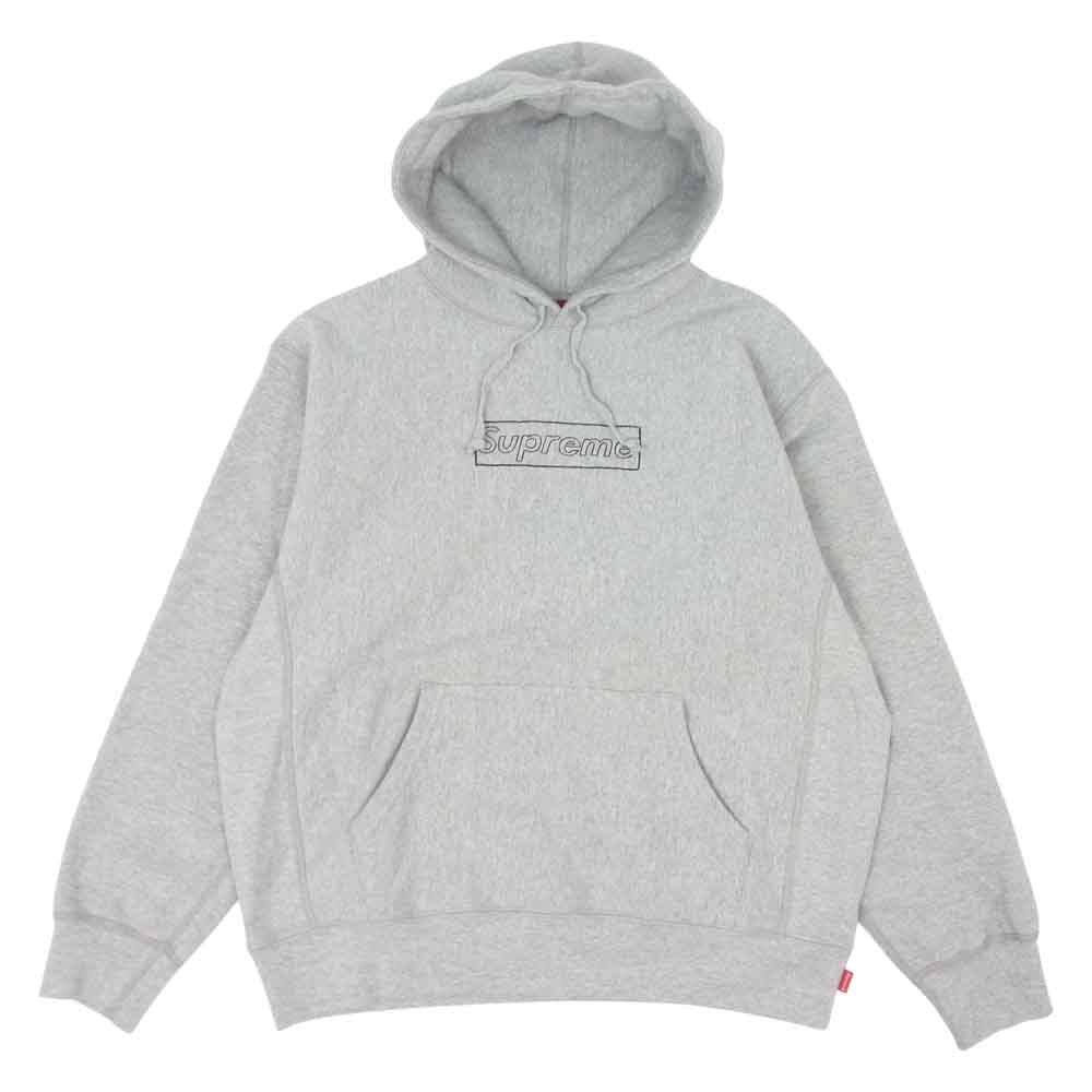 Supreme シュプリーム 21SS KAWS Chalk Logo Hooded Sweatshirt カウズ チョーク ボックスロゴ パーカー  グレー系 S【美品】【中古】