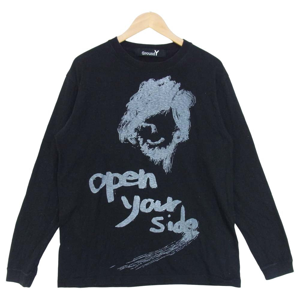 Yohji Yamamoto ヨウジヤマモト GD-T42-058 GroundY グランドワイ open your side L/S TEE ロンT ブラック系 3【中古】