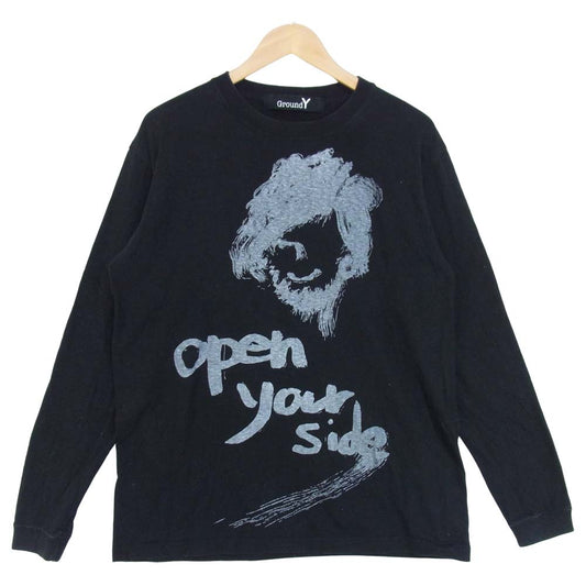 Yohji Yamamoto ヨウジヤマモト GD-T42-058 GroundY グランドワイ open your side L/S TEE ロンT ブラック系 3【中古】