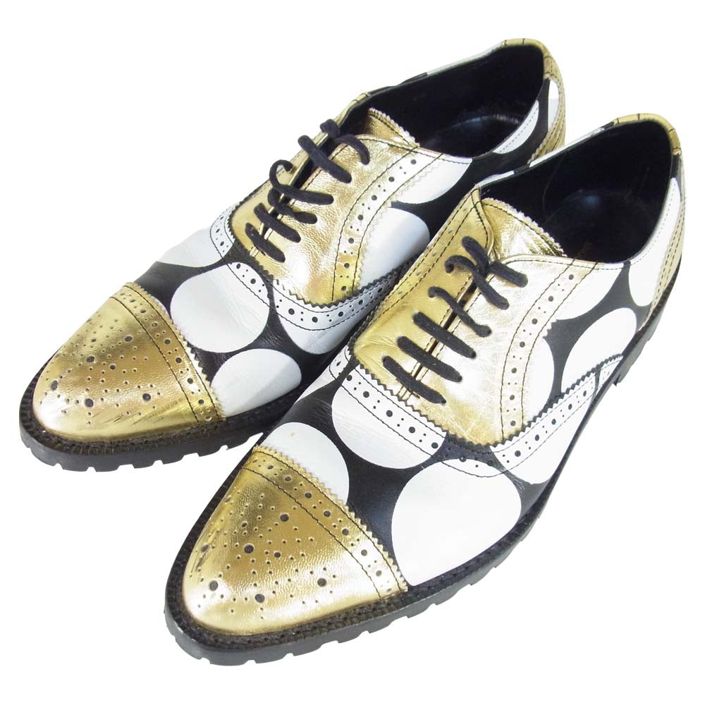 COMME des GARCONS HOMME PLUS コムデギャルソンオムプリュス 13SS ドット シューズ 日本製 黒白金系 25cm【中古】