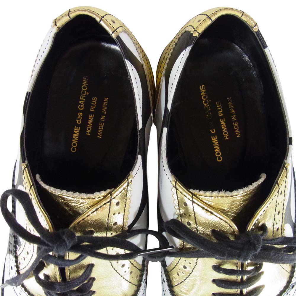 COMME des GARCONS HOMME PLUS コムデギャルソンオムプリュス 13SS ドット シューズ 日本製 黒白金系 25cm【中古】