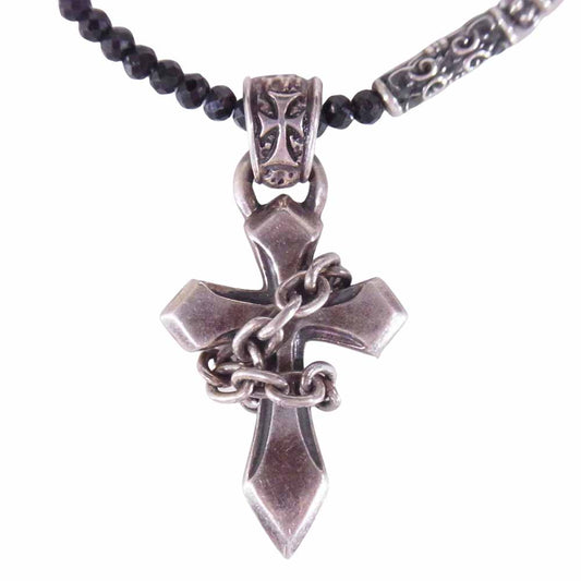 DEAL DESIGN ディールデザイン クロス ビーズ ネックレス クロスモチーフ シルバー系 ブラック系【中古】
