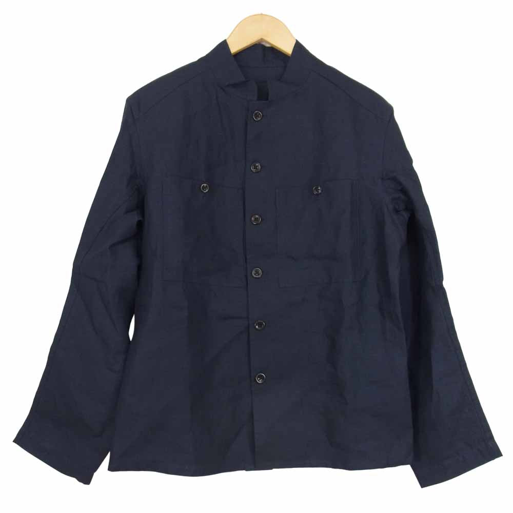 アナトミカ スタンドカラー リネン 長袖 シャツ ネイビー系 S【美品】【中古】