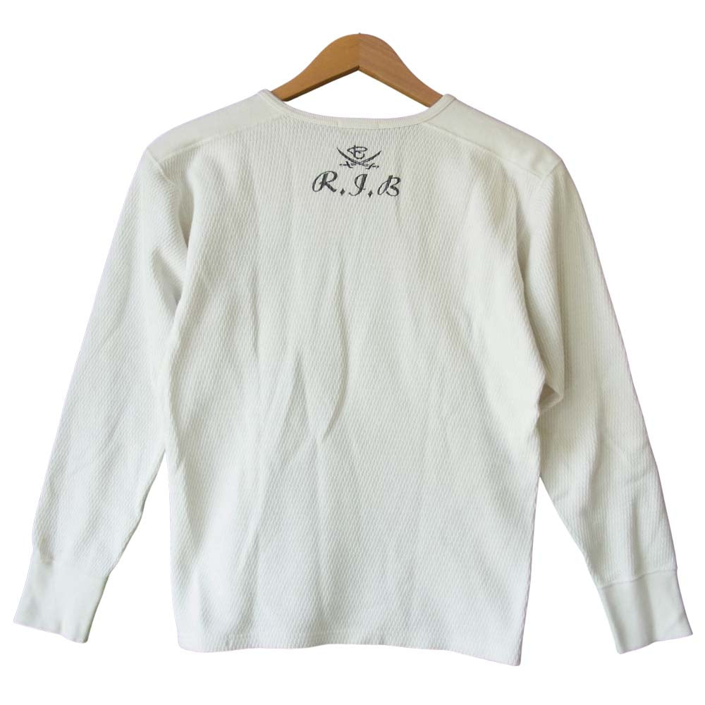 THE FLAT HEAD ザフラットヘッド RJB サーマル Vネック プリント ロングスリーブ Tシャツ ロンT ホワイト系 38【中古】